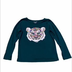 Lion Sequin Long Sleeve Top Size M (7/8)